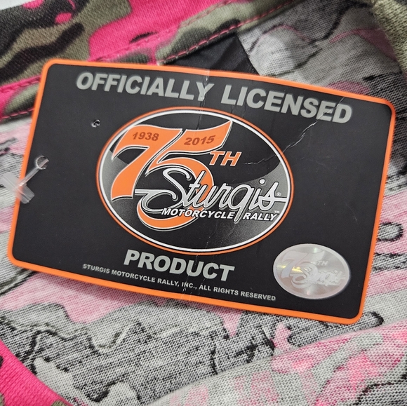 New Sturgis 75th Anniversary Pink Camo Skull Graphic Plus Size T-Shirt 2XL Tee - Picture 10 of 14